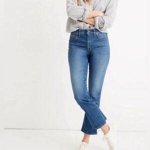 Madewell Cali Demi Boot Jeans Hallowell 28 Cropped Mini Flare Mid Rise Stretch